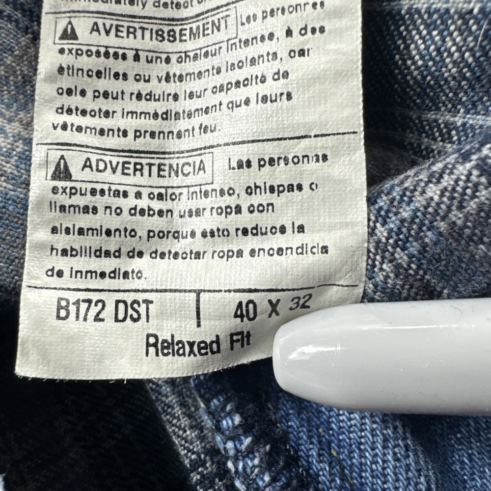 Carhartt Flannel Lines Jeans Men 40x32 Relaxed Fit Blue Denim B172 DST Work READ - Picture 9 of 9